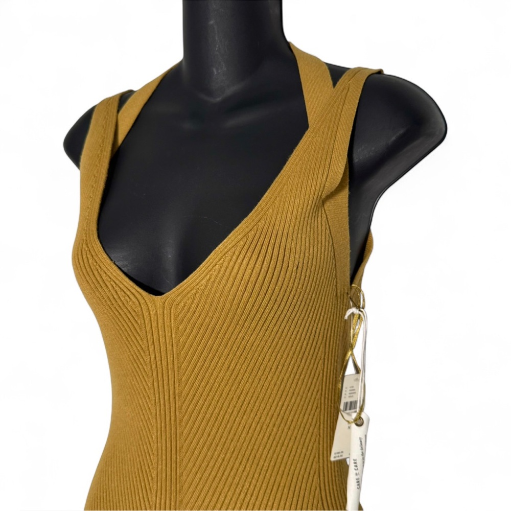 Anthropologie Glam Sheer Panel Ribbed Maxi Sweater Gold Dress NWT M Formal - Picture 7 of 10